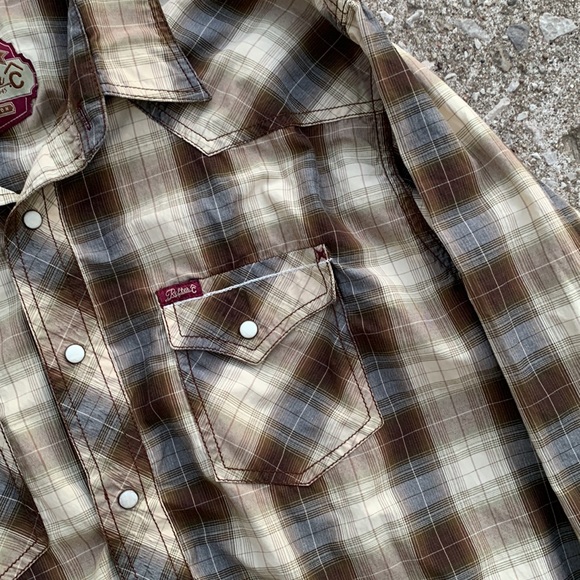 Red Dirt Rafter C Collection | Western Rodeo Pearl Snap Plaid Shirt - Picture 3 of 6